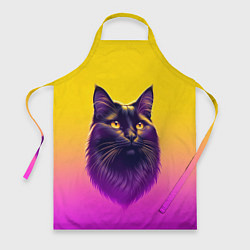 Фартук кулинарный Кот чёрный с золотыми глазами, цвет: 3D-принт