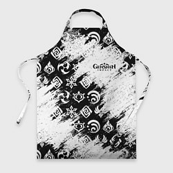 Фартук кулинарный Genshin Impact - брызги краски, цвет: 3D-принт
