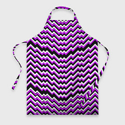 Фартук кулинарный Фиолетовые и белые ломаные линии, цвет: 3D-принт
