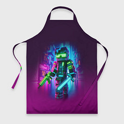 Фартук кулинарный Cyberpunk and Minecraft - collaboration ai art, цвет: 3D-принт