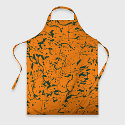 Фартук Оранжевый с брызгами зеленой краски