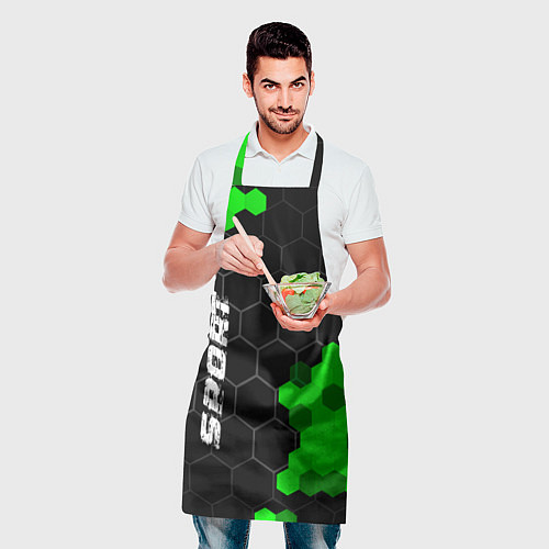 Фартук Skoda green sport hexagon / 3D-принт – фото 2