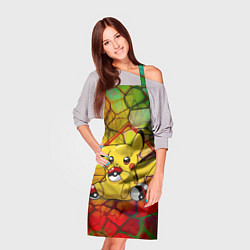 Фартук кулинарный Pikachu pokeballs, цвет: 3D-принт — фото 2