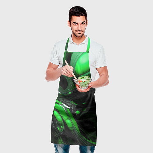 Фартук Green dark abstract geometry style / 3D-принт – фото 2