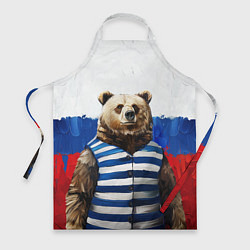 Фартук кулинарный Медведь и флаг России, цвет: 3D-принт