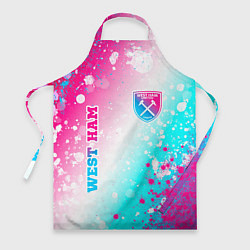 Фартук кулинарный West Ham neon gradient style вертикально, цвет: 3D-принт
