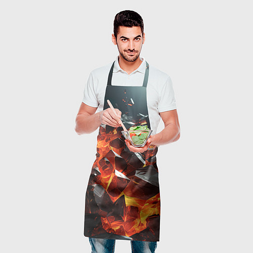 Фартук Взрыв камней в красном неоне / 3D-принт – фото 2