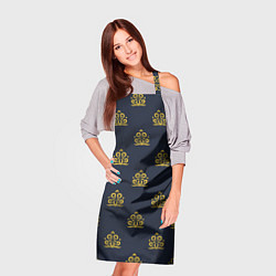 Фартук кулинарный Желтый винтажный орнамент на темном синем, цвет: 3D-принт — фото 2