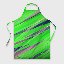 Фартук кулинарный Зелёный и фиолетовый абстрактные полосы, цвет: 3D-принт