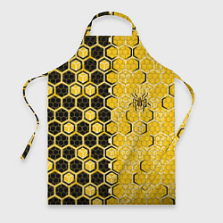 Фартук Киберпанк соты шестиугольники жёлтый и чёрный с па
