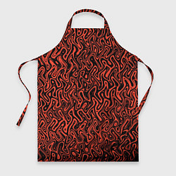 Фартук кулинарный Чёрно-коралловый абстрактный узор, цвет: 3D-принт