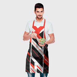 Фартук кулинарный Black and red stripes on a white background, цвет: 3D-принт — фото 2