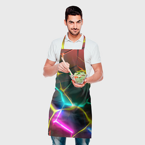 Фартук Яркие неоновые радужные разбитые плиты / 3D-принт – фото 2