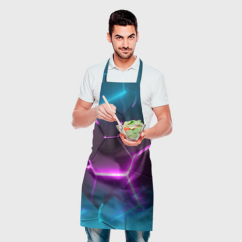 Фартук Голубые и розовые неоновые плиты в разломе / 3D-принт – фото 2