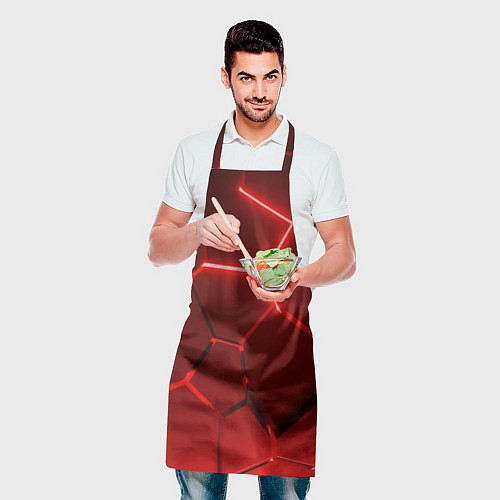 Фартук Яркие красные неоновые плиты в разломе / 3D-принт – фото 2