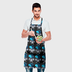 Фартук кулинарный Череп в синей кепке, цвет: 3D-принт — фото 2