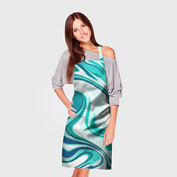 Фартук кулинарный Кислотно синий белый мраморный фон, цвет: 3D-принт — фото 2