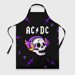 Фартук кулинарный AC DC неоновый череп, цвет: 3D-принт