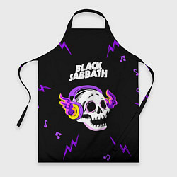 Фартук кулинарный Black Sabbath неоновый череп, цвет: 3D-принт