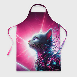 Фартук Космический кибер котёнок - неоновое свечение