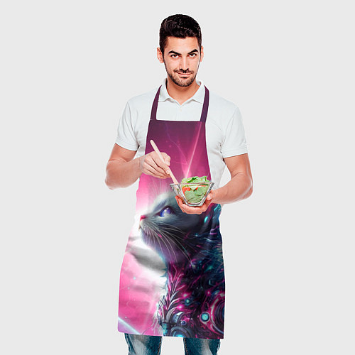 Фартук Космический кибер котёнок - неоновое свечение / 3D-принт – фото 2