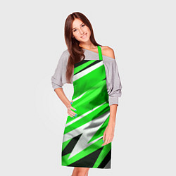Фартук кулинарный Geometry stripes green, цвет: 3D-принт — фото 2