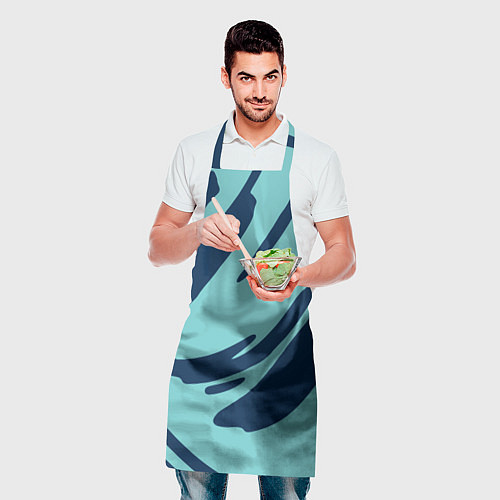 Фартук Тёмно-синий и бирюзовый абстракция / 3D-принт – фото 2