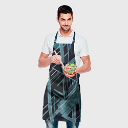 Фартук кулинарный Чёрно-бирюзовый абстракция геометричный, цвет: 3D-принт — фото 2