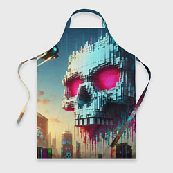 Фартук Cool pixel skull - ai art fantasy