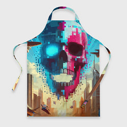 Фартук кулинарный Cool vanguard neon cyber skull - ai art, цвет: 3D-принт