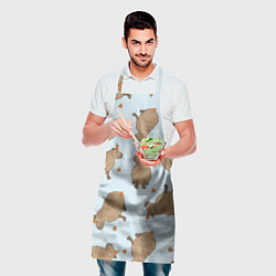 Фартук кулинарный Паттерн с капибарами и мандаринками голубой, цвет: 3D-принт — фото 2