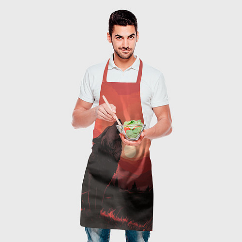 Фартук Волк воет на луну / 3D-принт – фото 2