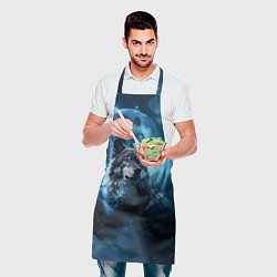 Фартук кулинарный Волк ночное синее небо, цвет: 3D-принт — фото 2