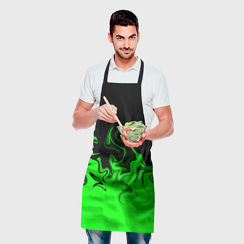 Фартук Абстрактный зеленый огонь / 3D-принт – фото 2