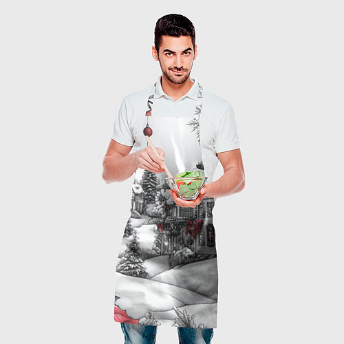 Фартук Бело-красное новогоднее настроение / 3D-принт – фото 2