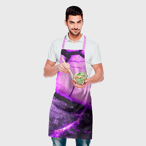 Фартук Трещины на абстрактном фиолетовом фоне / 3D-принт – фото 2