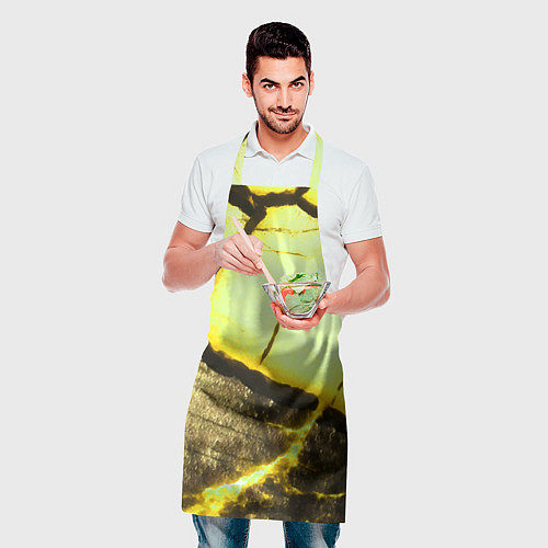 Фартук Трещины на абстрактном жёлтом фоне / 3D-принт – фото 2