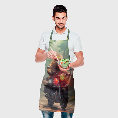 Фартук Байкер капибара в джунглях / 3D-принт – фото 2