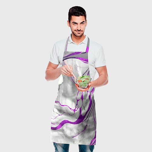 Фартук Фиолетово-белый мрамор / 3D-принт – фото 2