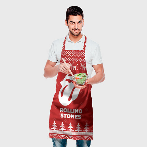 Фартук Новогодний Rolling Stones с оленями / 3D-принт – фото 2