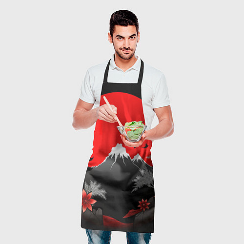 Фартук Японская гора и красная луна / 3D-принт – фото 2