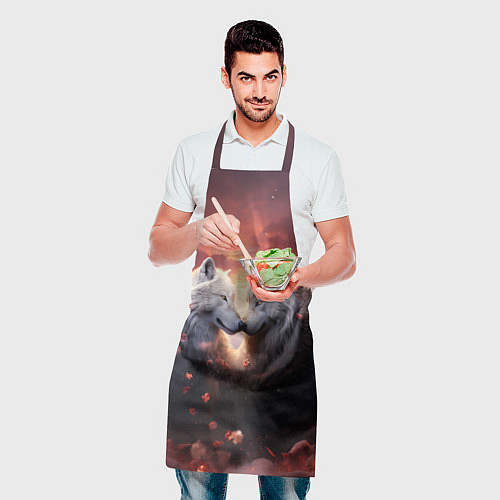 Фартук Влюбленные волки в цветах / 3D-принт – фото 2