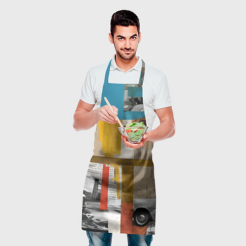 Фартук Ретро коллаж с автомобилем / 3D-принт – фото 2