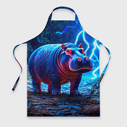 Фартук кулинарный Бегемот в разрядах молний, цвет: 3D-принт