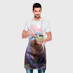 Фартук кулинарный Выдра в розовом цвете, цвет: 3D-принт — фото 2