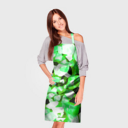 Фартук кулинарный Green and white abstraction on a black background, цвет: 3D-принт — фото 2