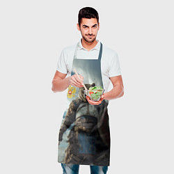Фартук кулинарный Русский медведь с щитом, цвет: 3D-принт — фото 2