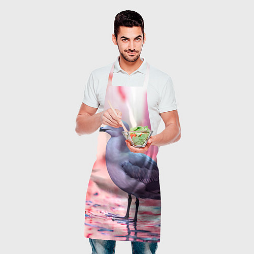 Фартук Чайка на розовом / 3D-принт – фото 2