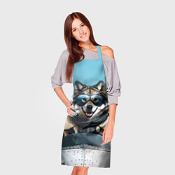 Фартук кулинарный Волк авиатор, цвет: 3D-принт — фото 2