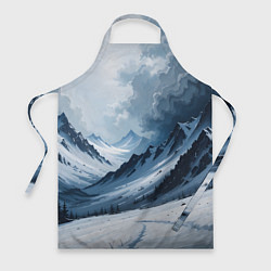Фартук кулинарный Зимний горный пейзаж маслом, цвет: 3D-принт
